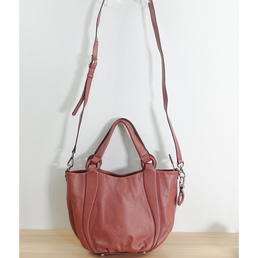 Women‎ Bag Leather Brown Crossbody Shoulder Sling Double Handles Pink GRES PARIS